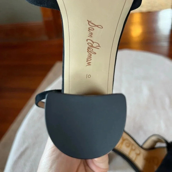 Sam Edelman Yancy Block Heel Ankle Strap Black Suede Shoes Size 10 - Picture 9 of 12